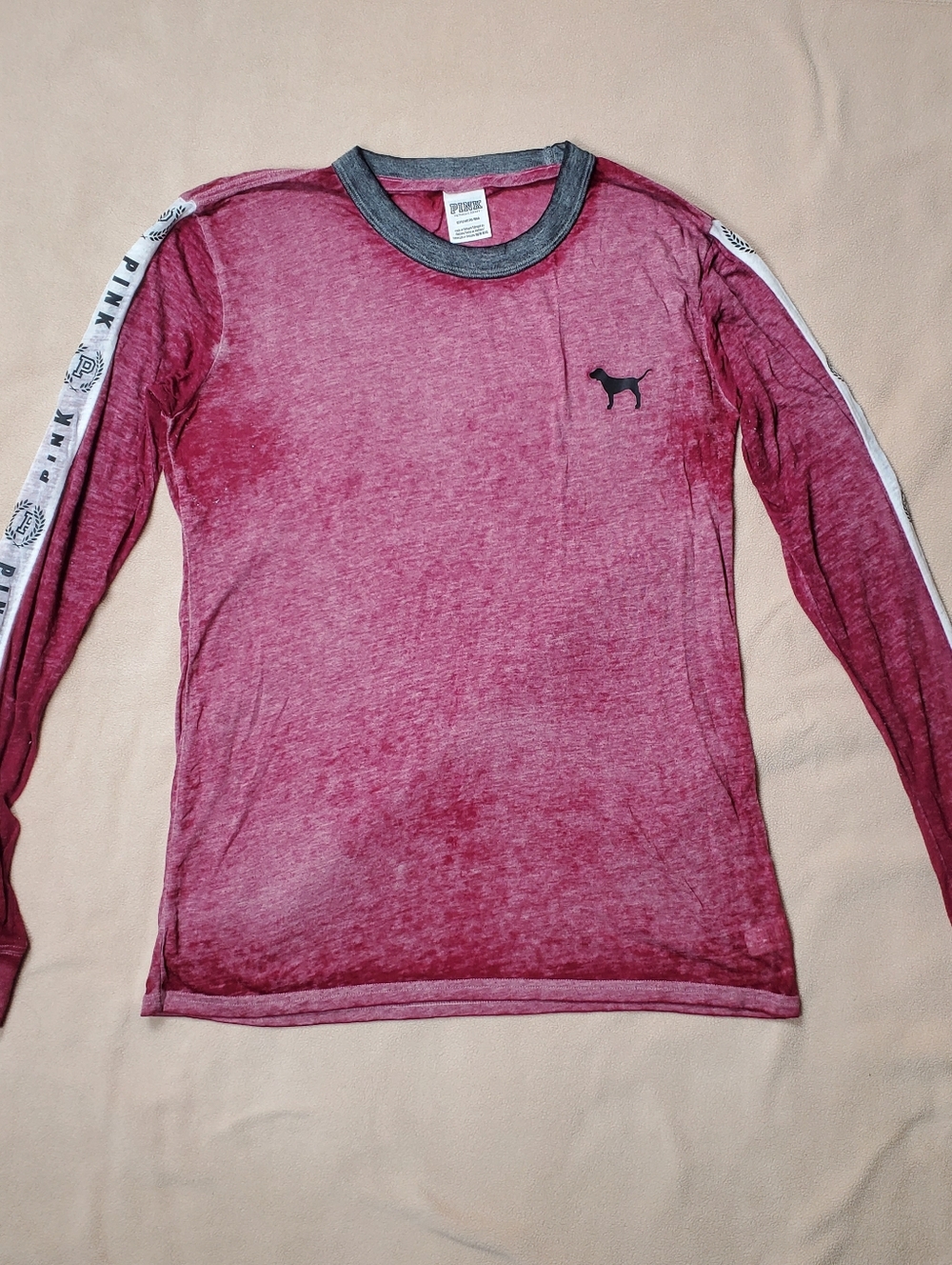 Victoria Secret Pink Womens Size Small Pink Long Sleeve Shirt Sheer